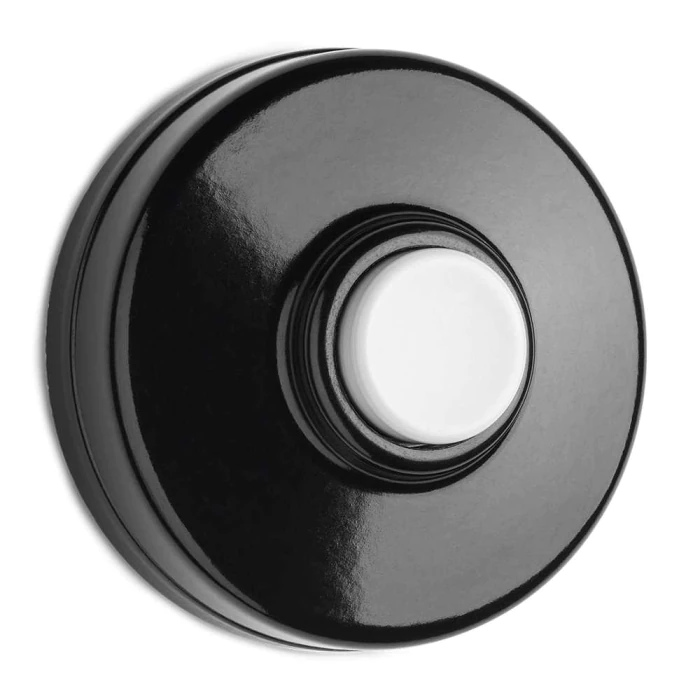 Klingeltaster Bakelit schwarz mit weißem Taster